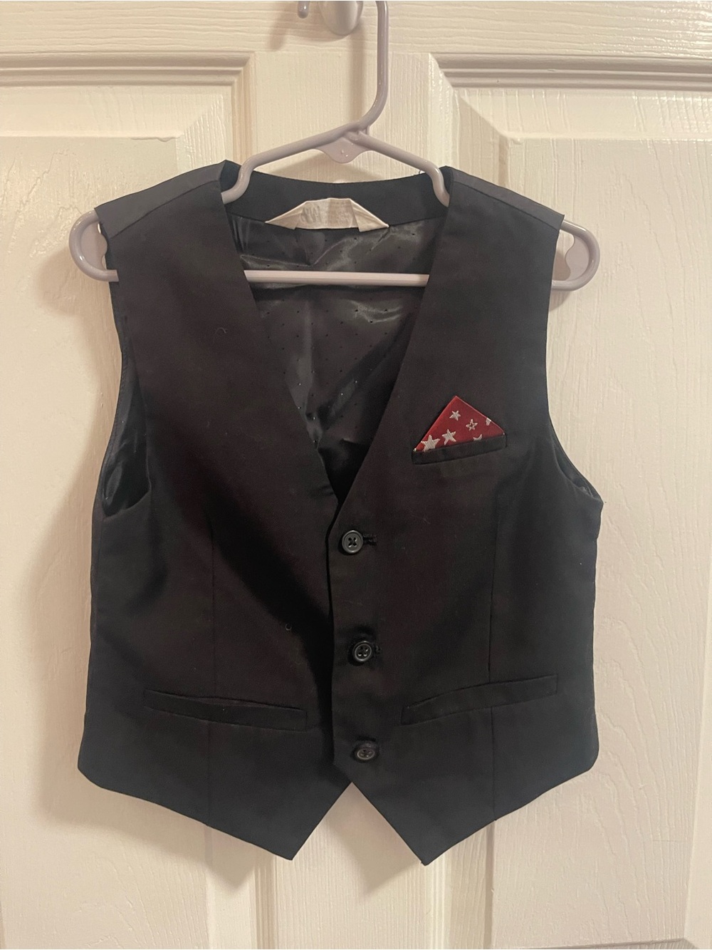 H&M Black Dress Vest with Red Star Pocket Square
